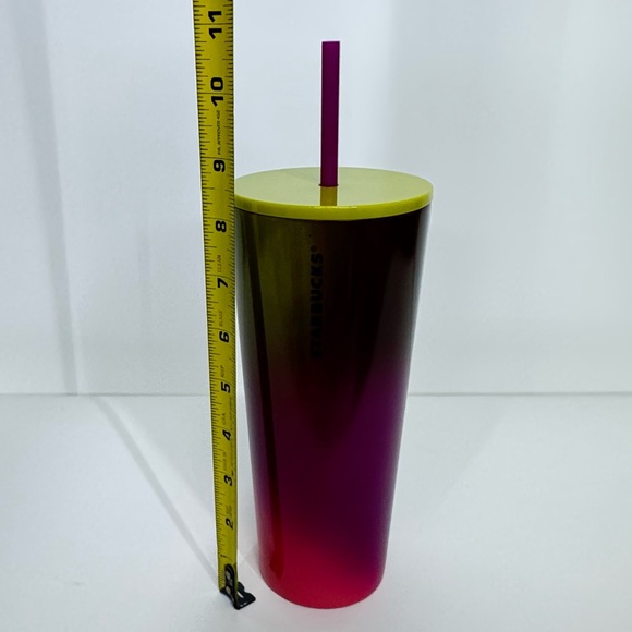 Starbucks Stainless Steel Purple Pink Green Ombre Tumbler With Straw 24oz - Picture 9 of 10